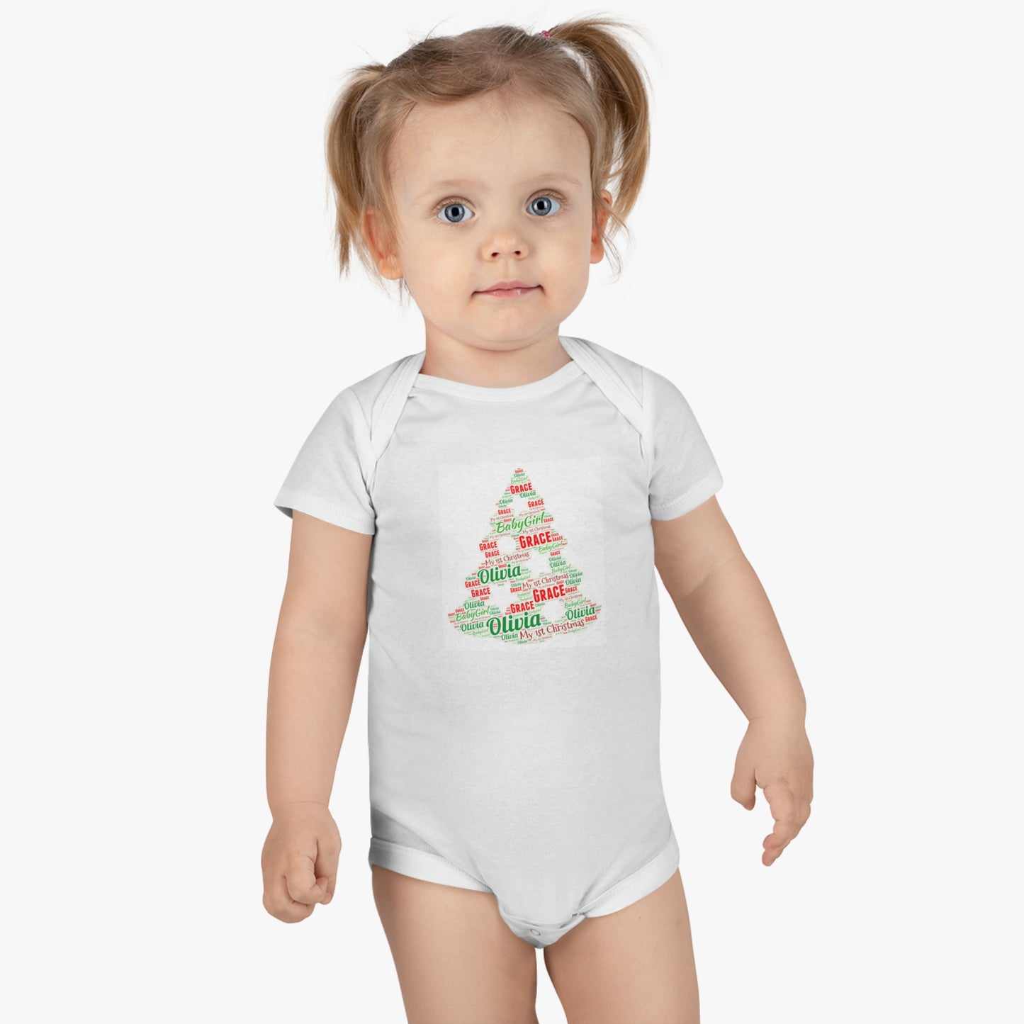 Personalized Christmas Tree Baby Short Sleeve Onesie®