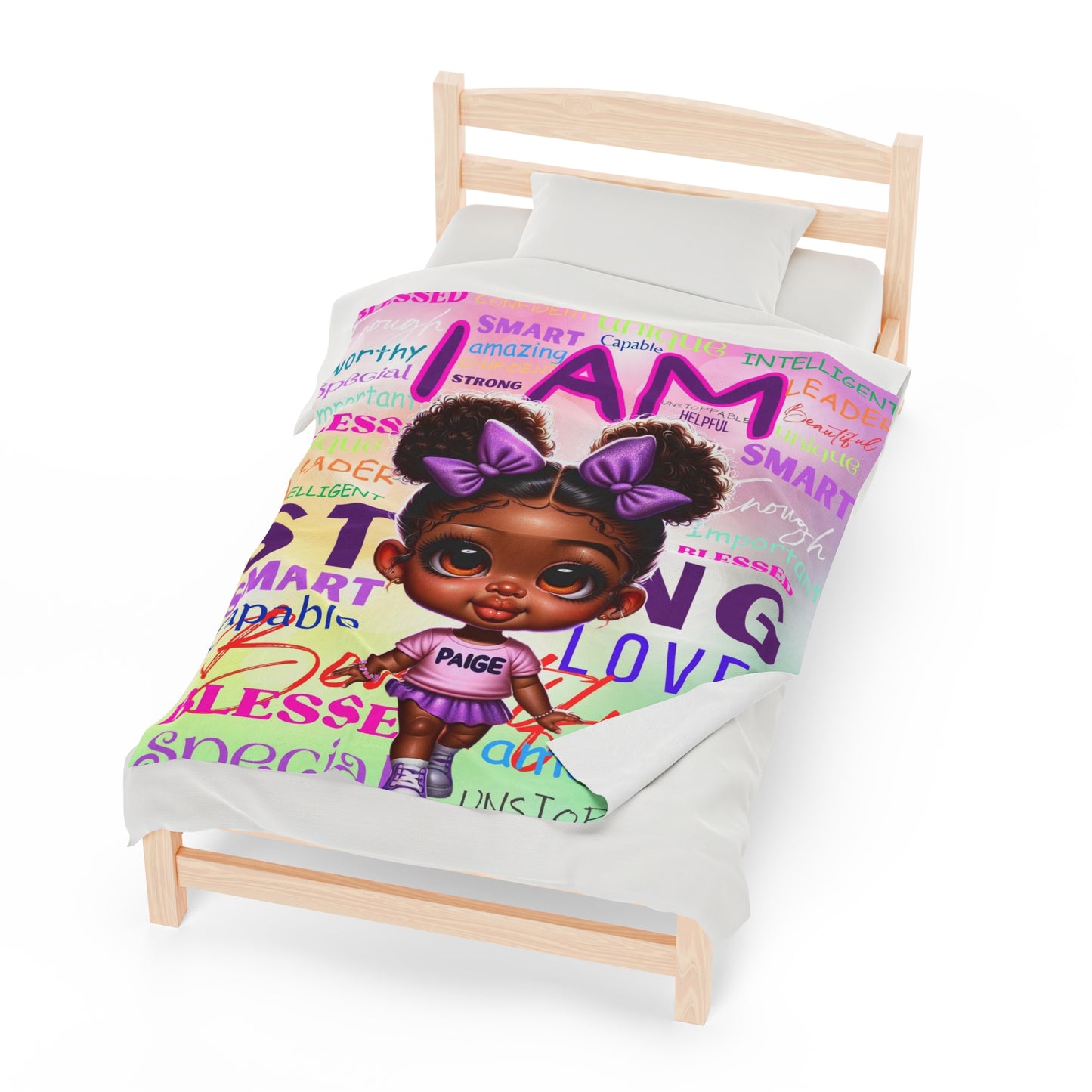 Purple Personalized AFFIRMATIONS Velveteen Plush Blanket