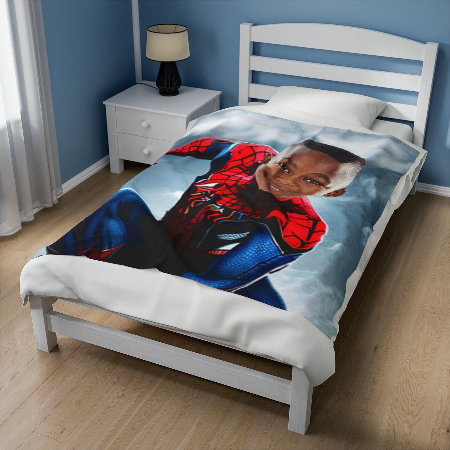 Custom Spider-Boy Velveteen Plush Blanket