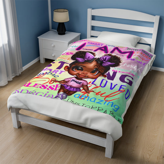 Purple Personalized AFFIRMATIONS Velveteen Plush Blanket