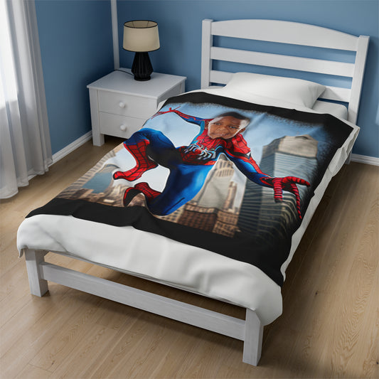 Custom Spider - Boy Velveteen Plush Blanket